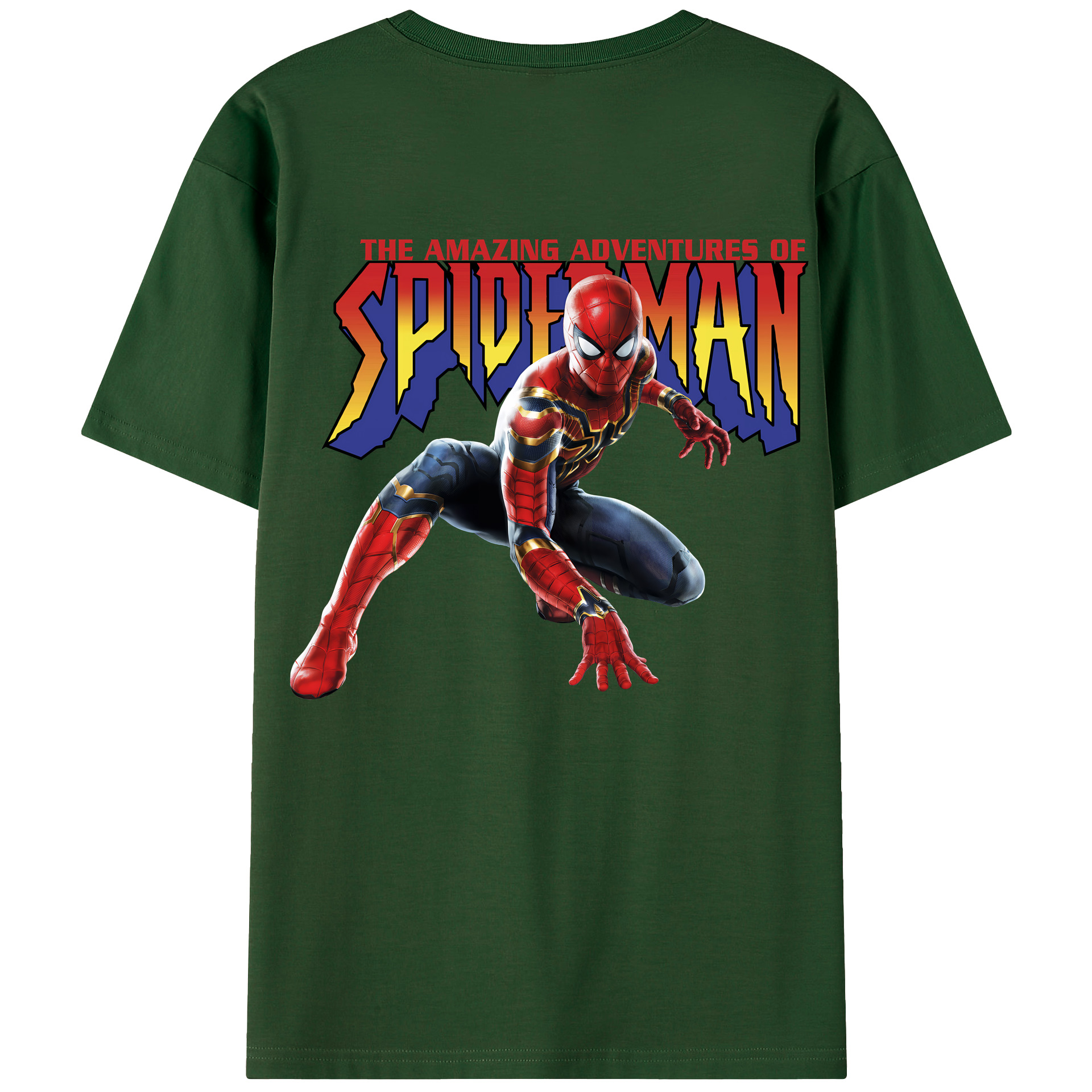 （画像用） Spider Man スパイダーマン 綿100％半袖Tシャツ（背面プリント）